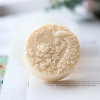 

PRZY Silicone Mold Silicone Soap DIY Handmade Mold Peacock with Flowers Handmade Soap Making Moulds Resin Clay Molds