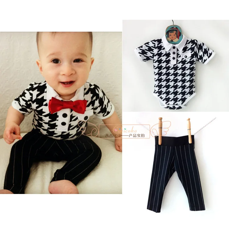 

Gentleman Formal Dress Male Baby Two-Piece Set Onesie New Style with Pants One-piece Romper 073