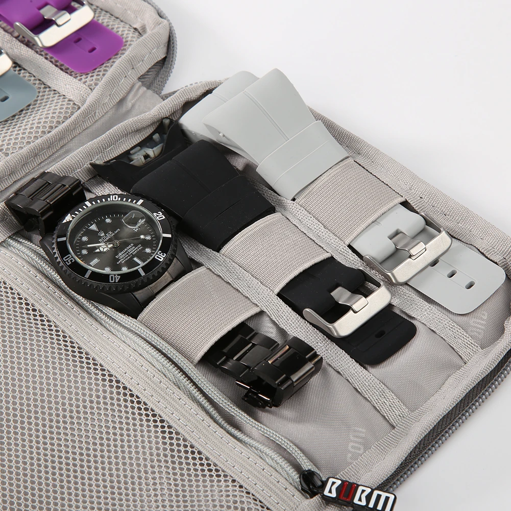 Multifunction Portable Watch Strap Organizer Watch Band Box Storage Bag Watchband Holder Travel Case Gray Black Colors HOT