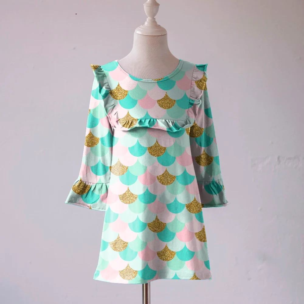 Сезон весна-лето; детская одежда из молочного шелка для девочек; детское хлопковое пляжное платье до колена с длинными рукавами и рюшами; бутик