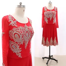 MACloth красное короткое платье с круглым вырезом длиной до колена короткое платье для выпускного вечера из джерси с кристаллами XXL 267716 распродажа