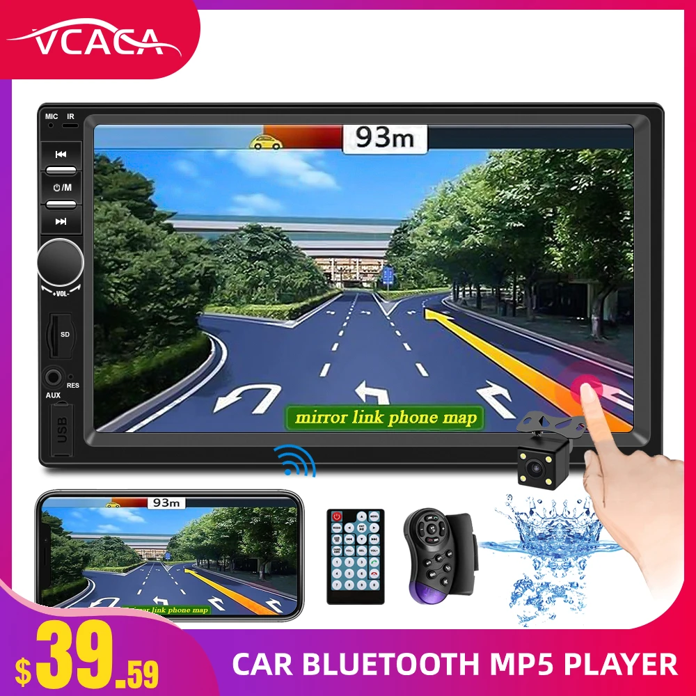 Автомобильный мультимедийный плеер VCACA 7 &quot 2Din Bluetooth Авторадио HD сенсорный экран