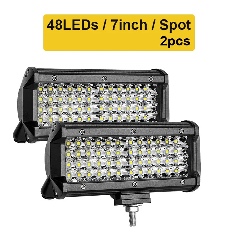2pcs 7inch spot 4 ряда 4/7/12/20 мм/22 мм/28/36 дюймов светодиодный светильник бар вождения Offroad Лодка автомобиль тягач 4x4 внедорожник ATV 12V 24V - Цвет: 2pcs 7inch spot