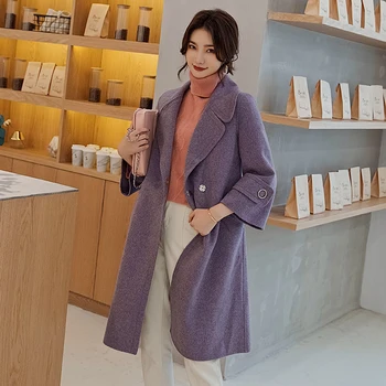 

women's wool jackets long solid fashion outerwear long sleeves stylish female wool coat