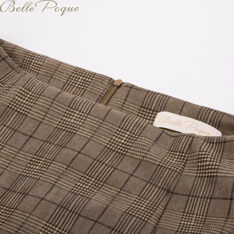 Belle Poque, повседневная облегающая клетчатая юбка-карандаш, для женщин, до колена, элегантные юбки, для женщин, s, для офиса, для работы, облегающая Осенняя юбка миди