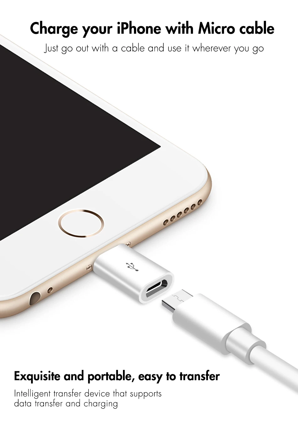 !ACCEZZ Mini OTG Lighting To Micro USB Adapter For Apple For iPhone XS MAX XR X 7 8 6S 6 Plus Data Sync Charger Cable Connector (2)