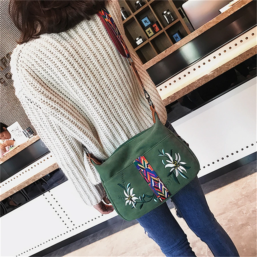 High Quality Abrasive Fabric Women Bag Fashion Embroidery Handbag Female Crossbody Bags Designer Multifunction Shoulder Bag Tote