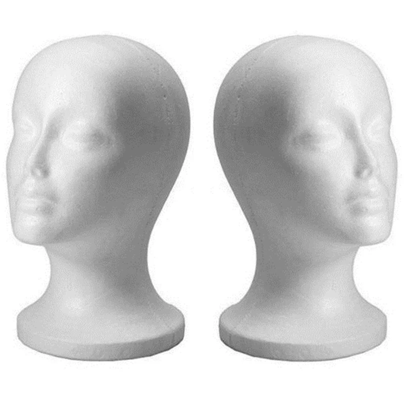 Vrouwelijke Witte Doorbuiging Hoofd Polystyreen Piepschuim Foam Hoofd Model Stand Pruik Haar Hoed Headset Mannequin Hoofd Display Stand Rack