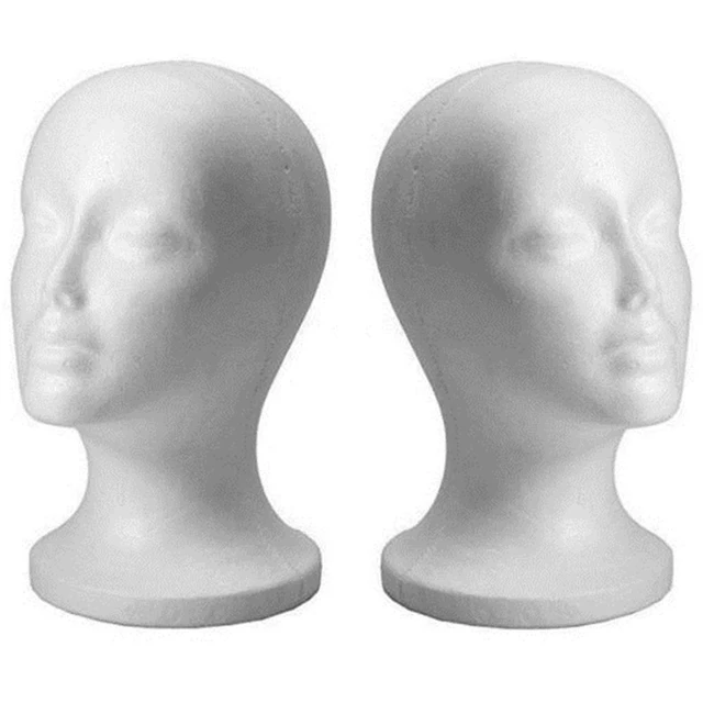 Female White Deflection Head Polystyrene Styrofoam Foam Head Model Stand  Wig Hair Hat Headset Mannequin Head Display Stand Rack - AliExpress