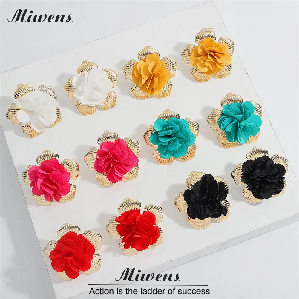 Miwens Cheap Cute Flower Stud Earrings For Women Colorful Floral Earrings Party Metal Ear