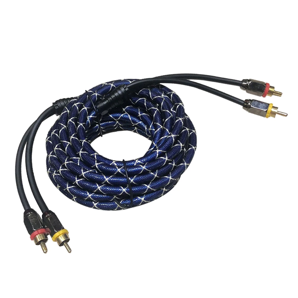 14.7ft Car Amplifier Stereo Audio RCA Cable Wire RFI EMI Noise Rejection
