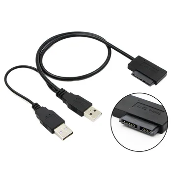 

HOT-Usb2.0 To 6+7 13Pin Slimline Slim Sata Cable With External Usb2.0 Power Supply For Laptop Cd-Rom Dvd-Rom Odd Adapter Convert