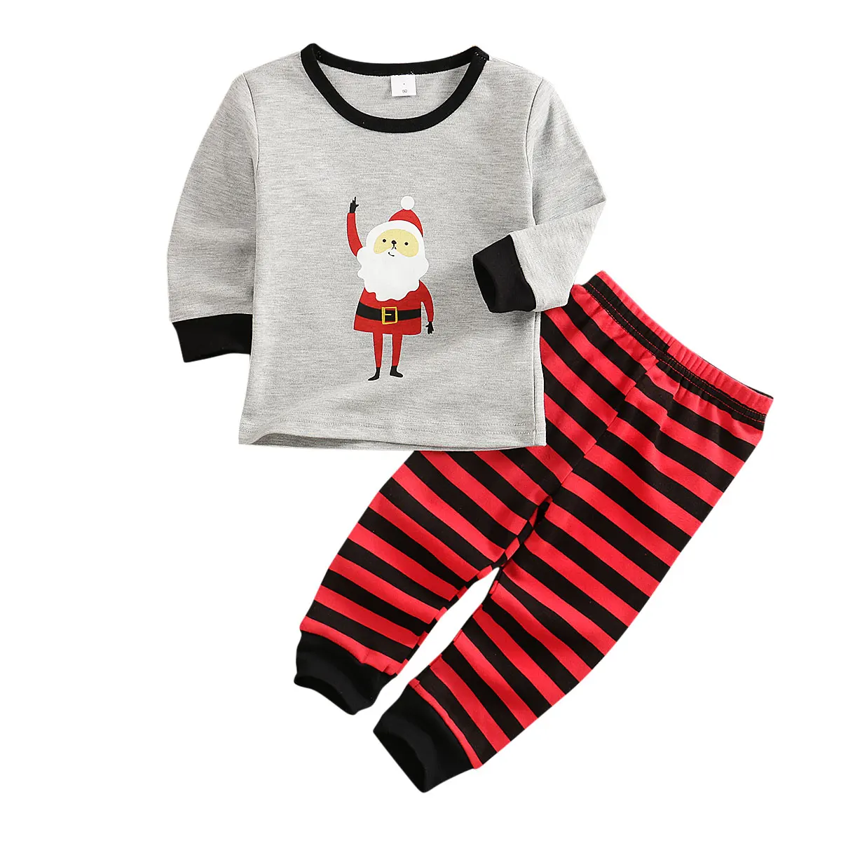 Зимняя Рождественская Одежда для маленьких мальчиков и девочек, пуловер, штаны в полоску, Рождественский наряд, Осенний праздничный комплект