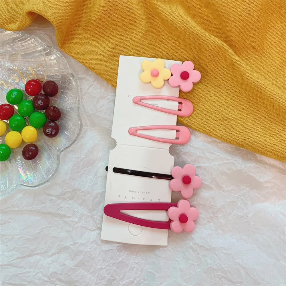 2/5/10 Pcs/Set Cute Cartoon Hair Clips avocado green flower hairpin hair ring set girl Barrettes Headband Kids Hair Accessories - Цвет: 15