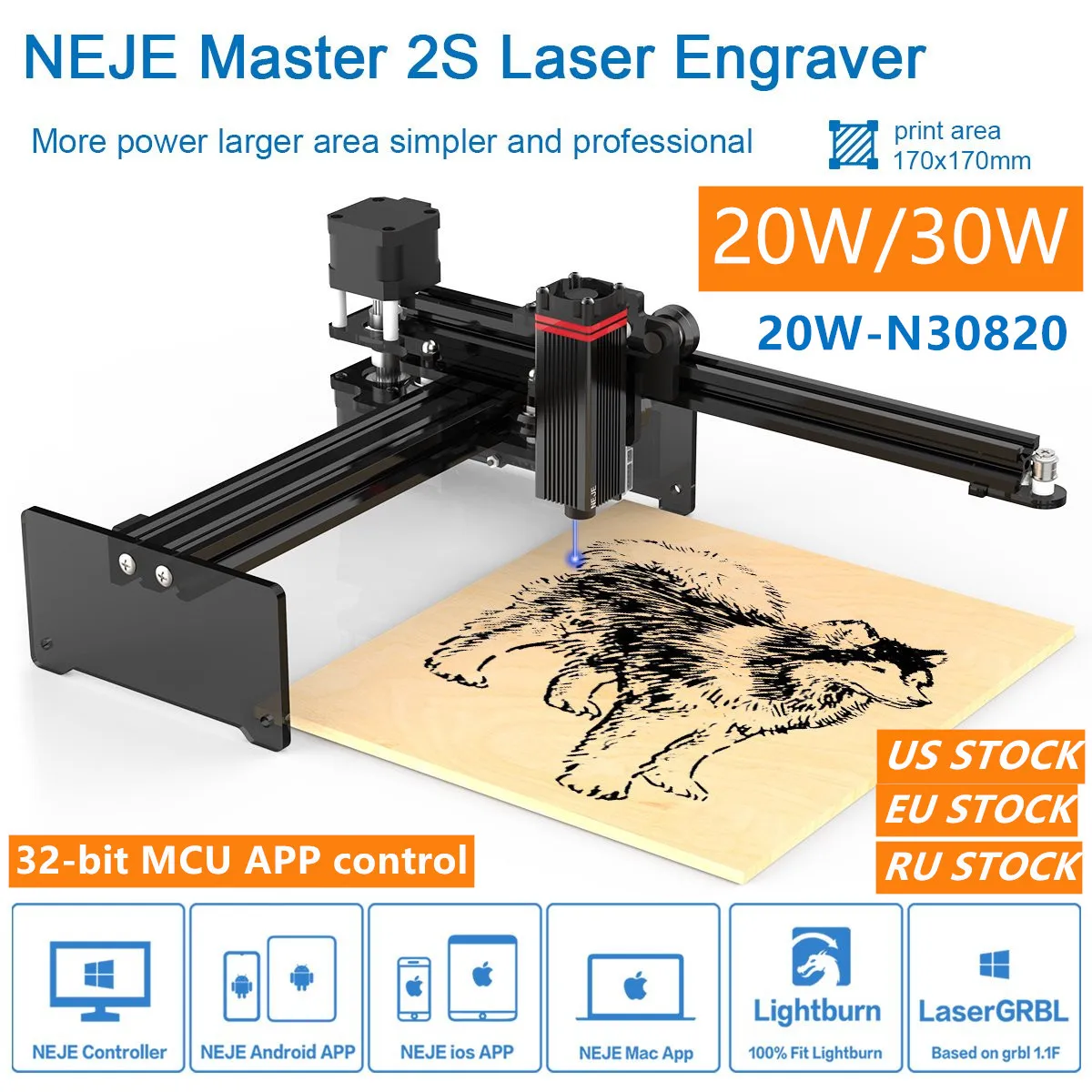 NEJE Laser Master 2S Laser Engraving Cutting Machine With 32 Bit