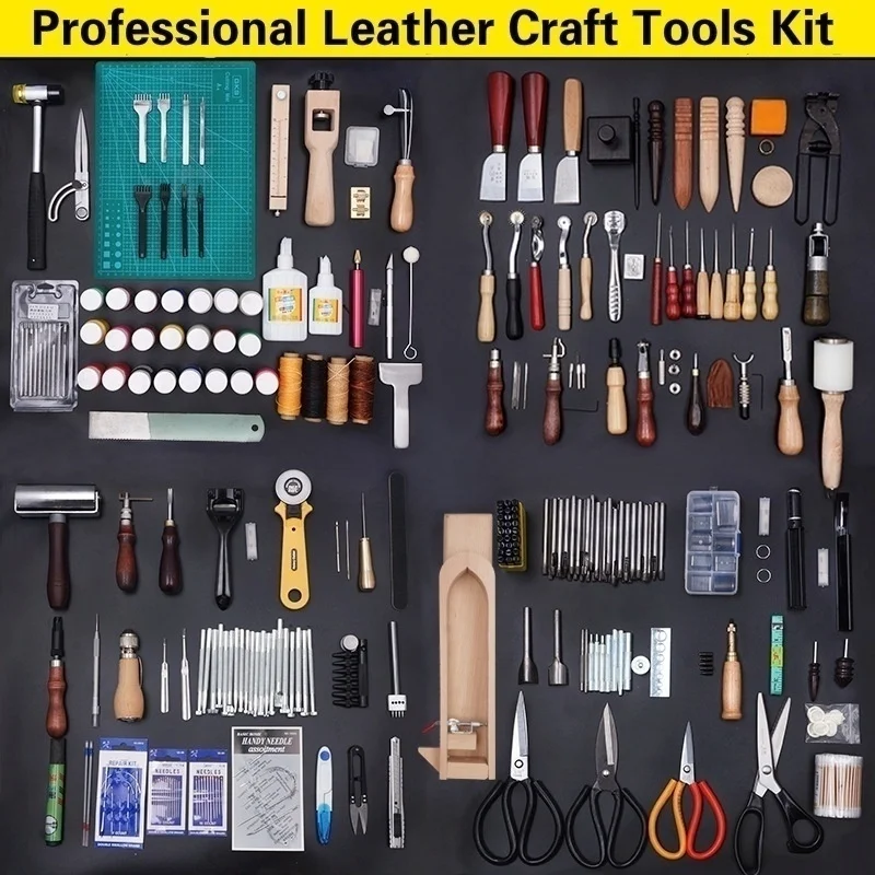 £14.15 Professional Leather Craft Hand Tools Kit With Instructions For Hand