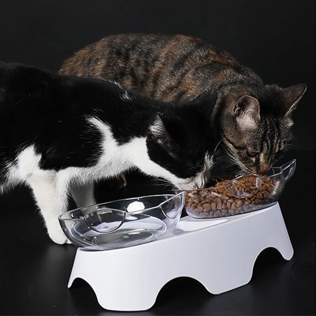 Прозрачные Нескользящие двойные миски для домашних животных, для кошек, кормушки для собак, товары для животных