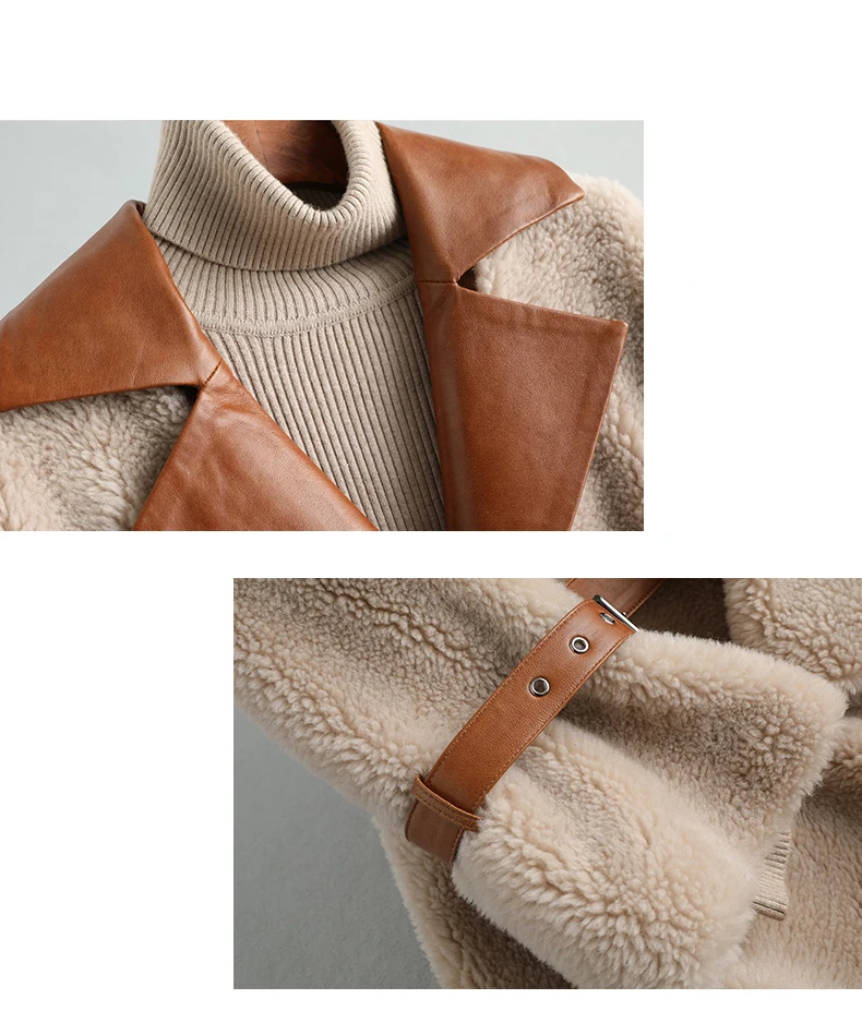 Pudi, Женское пальто из натуральной шерсти, меховая куртка, зимняя, теплая, для девушек, настоящая овечья овчина, пальто, пальто, A19094