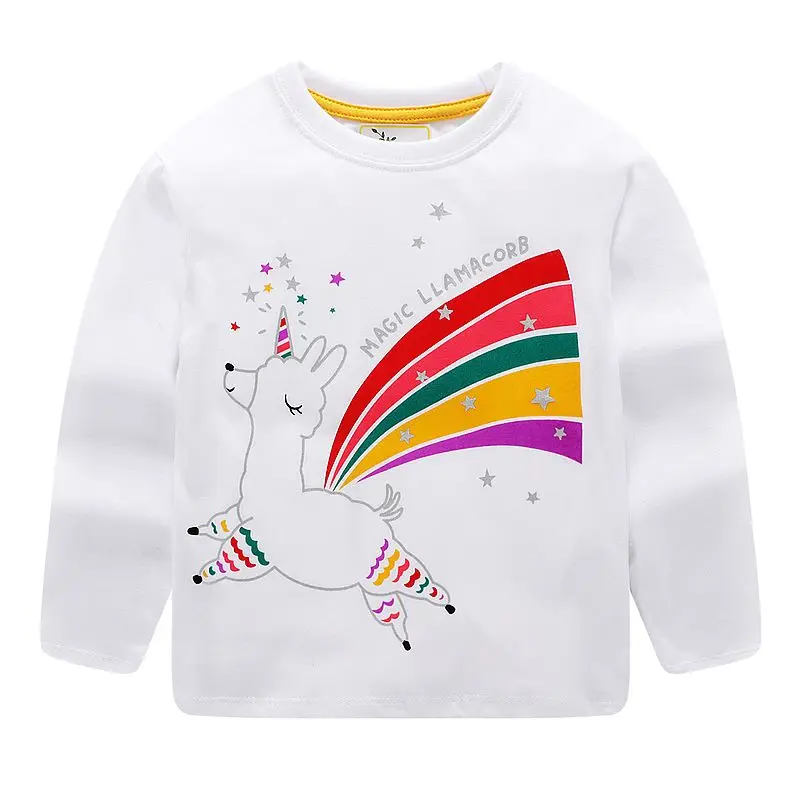 Jumping Meters Unicorn T shirts Baby Girl Clothes Children Long Sleeve Tops Kids Tee Shirt Fille Cotton Toddler Girls Tops 2-7Y