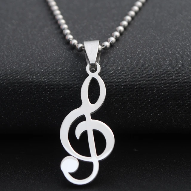 Collar de nota de música de acero inoxidable  Collar de nota de música  colgante para hombres-2023-Aliexpress