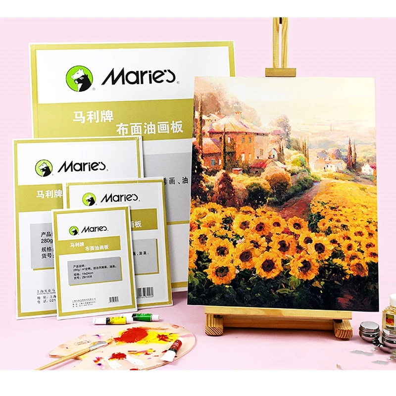 

6pcs Marie's White Blank Art Board Artist Square Canvas Art Board Acrylic Oil Painting Wood + Cotton Art Painting Various sizes