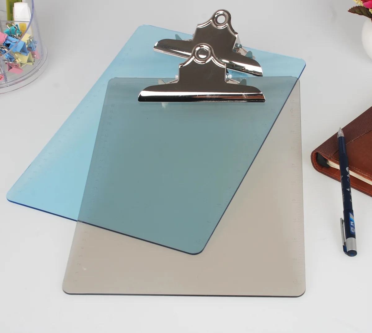 Special Offer Color Transparent A4 Plastic Tablet Clip Menu Pad Writing Board Clip Pad Write ban jia zi Storage Office Use