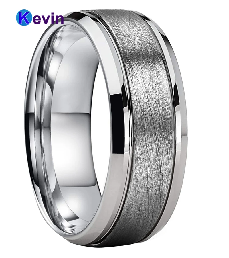 Cumstom Engraving 8mm Tungsten Comfort Fit Wedding Band Promise Ring Round Faceted Shiny Ring