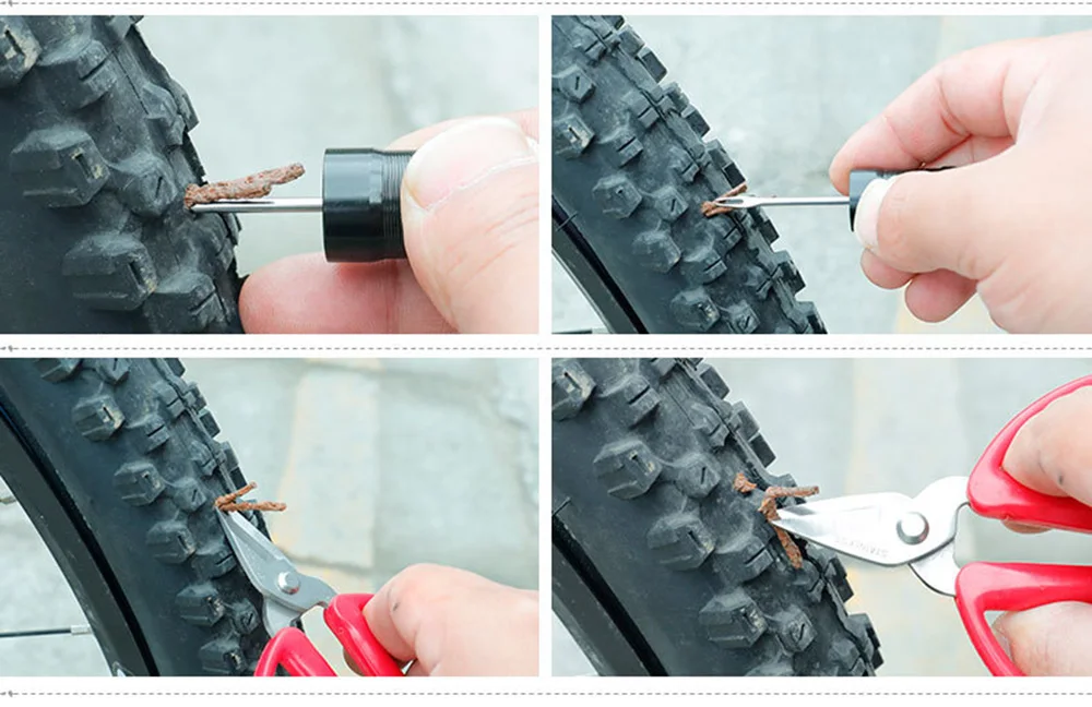 Bicycle Repair Tools 5pcs Tire Rubber Strip Bike Tubeless Simple Repair Tool Urgent Glue Free Service Bicycle Tire Drill BC0375 (9)