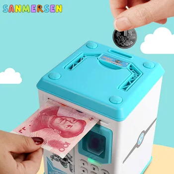 

ATM Fingerprint Password Money Box Kid Toys Electronic Piggy Bank Cash Coin Savings Box Automatic Deposit For Children Gift