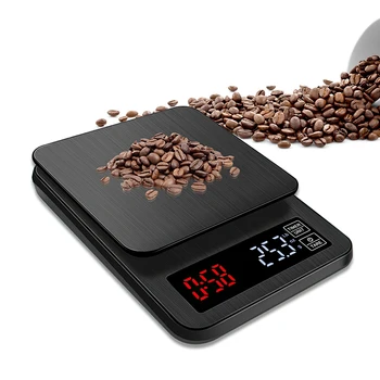 

3kg 5kg 0.1g Black Kitchen Baking Coffee Weight Backlight LCD Digital Precision Electronic kitchen scale USB Drip Scale Timer