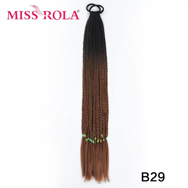 Synthetic Chignon Hair 60cm Hair Color Gradient Dirty Braided Ponytail Women Elastic Hair Rubber Band Hair Accessories Headband B29