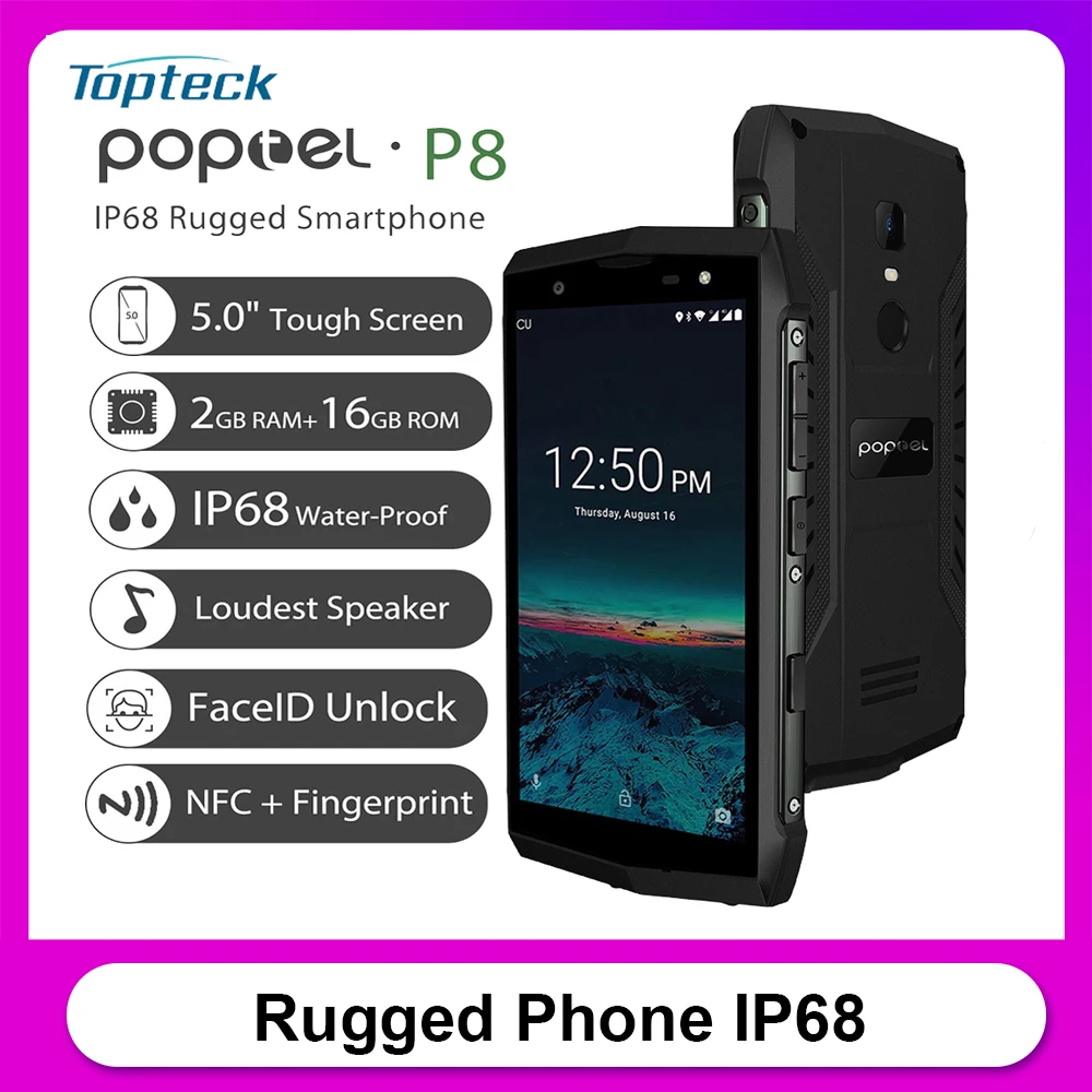 POPTEL P8 4 аппарат не привязан к оператору сотовой связи прочный телефон IP68