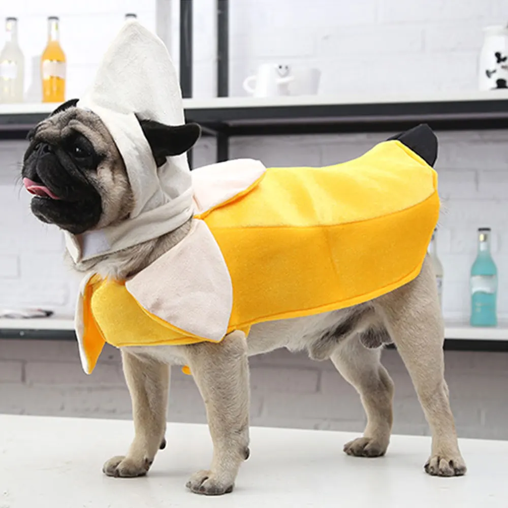 

Pet Party Cosplay Costume Banana Theme Fancy Dress Halloween Pet Dog Costume Pet Party Clothes Dress Up Happy New