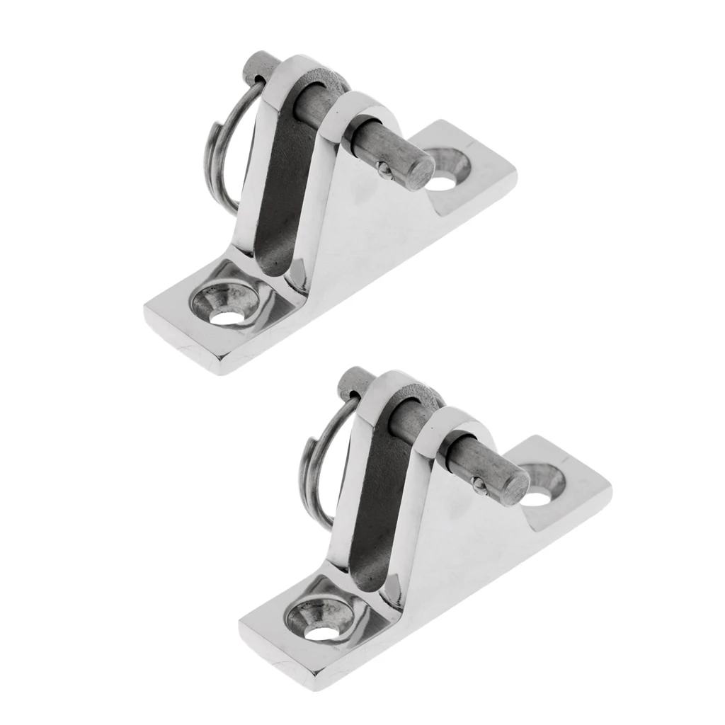 2 Pieces 316 Stainless Steel Boat Bimini Top Deck Hinge Fitting 90 Degree with Quick Release Pin