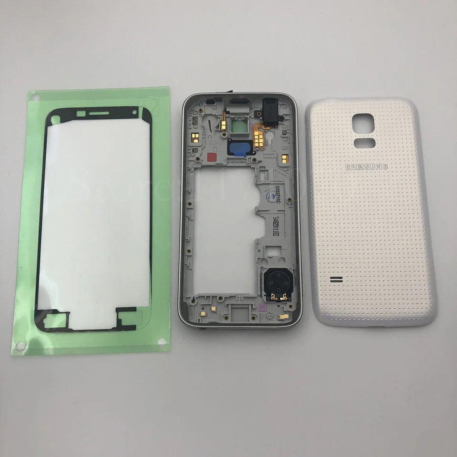 white Полный Корпус чехол задняя крышка+ средняя рамка+ клей для samsung Galaxy S5 mini G800 G800F полные части - Цвет: white