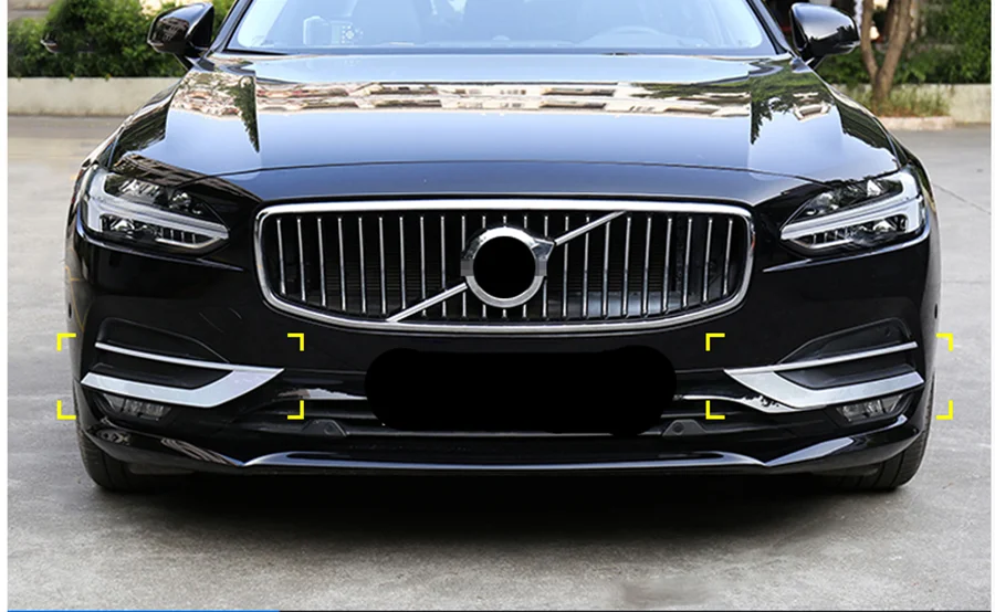 Для Volvo S90- Хром передний бампер для противотуманных фар рельефная Накладка для отделки 2 шт