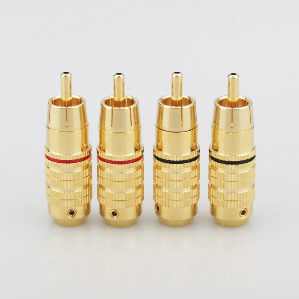 

4PCS Audiocrast R009 BRASS Gold Plated RCA Male Plug ADAPTER Connector soldering RCA Male Plug Adapter Solder Audio Video Phono