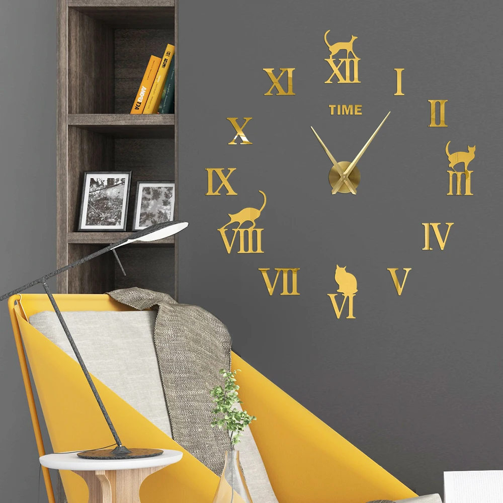 2021 NEW Large Wall Clock Quartz Needle 3D DIY Decorative Kitchen Clocks Acrylic Mirror Stickers Oversize Wall Clock Home Decor