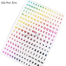 1pcs D-Series Colorful English Letter Nail sticker English Alphabet Nail Decal Stamping Words Designs Decorations for Tips