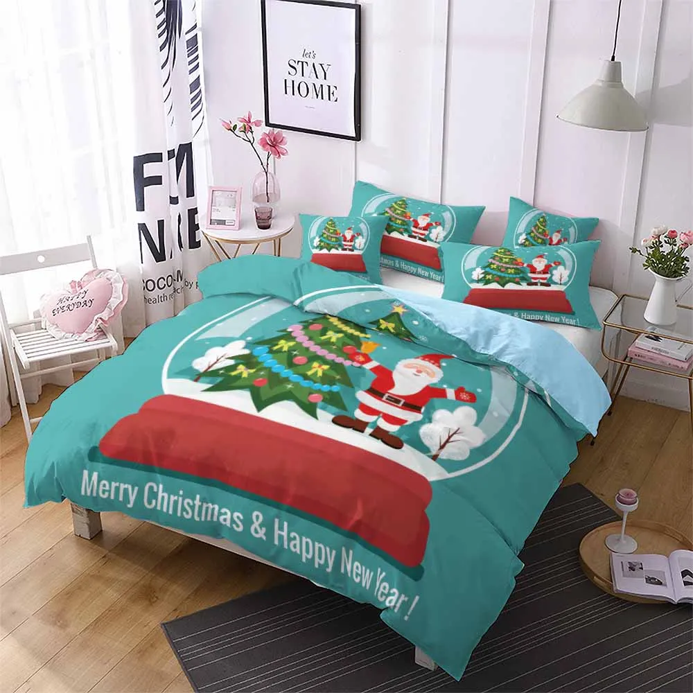 

Crystal Ball Soft Bedding Sets Kids Girls Comforter Cover Set Christmas Tree Santa Bedspreads Bed Set Single Double Duvet Cover