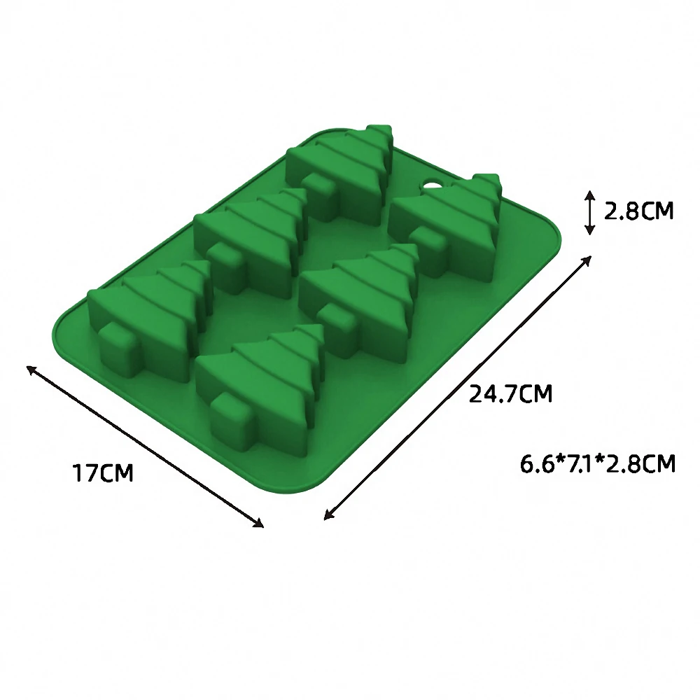 3D Christmas Tree Silicone Baking Mold DIY 6-Cavity Xmas Mousse Fondant Mould Cake Decorating Tools