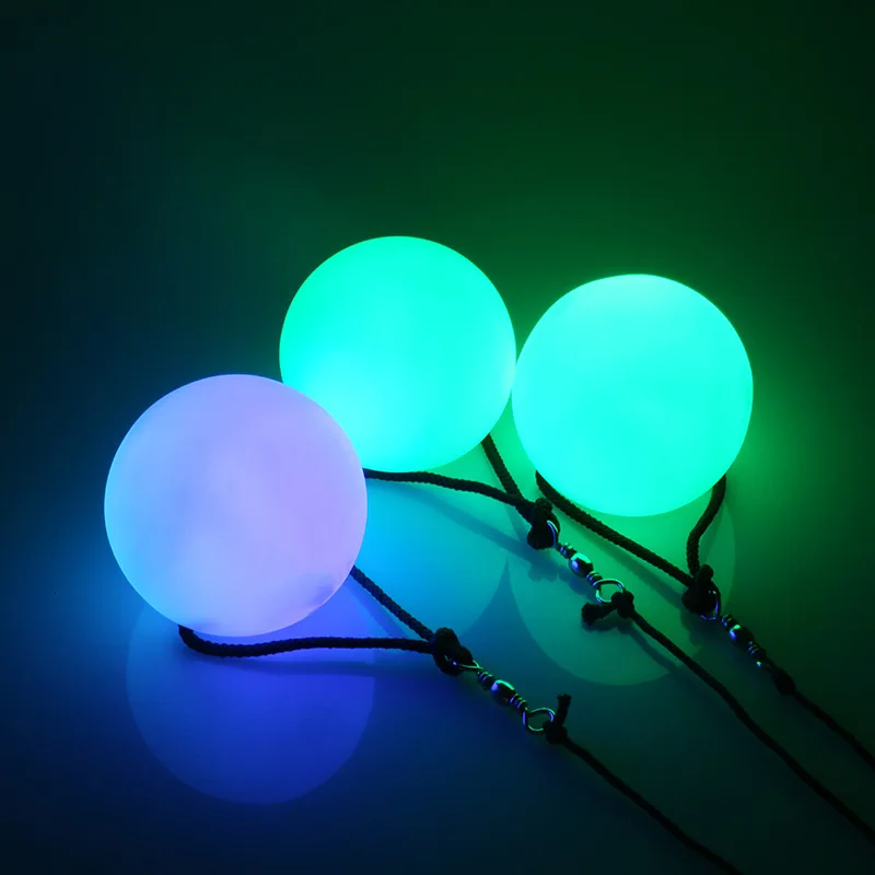 HITSAN 1PCS Pro LED Multicolored Glow POI Thrown Balls Light Up For Belly Dance Hand Props One Piece 