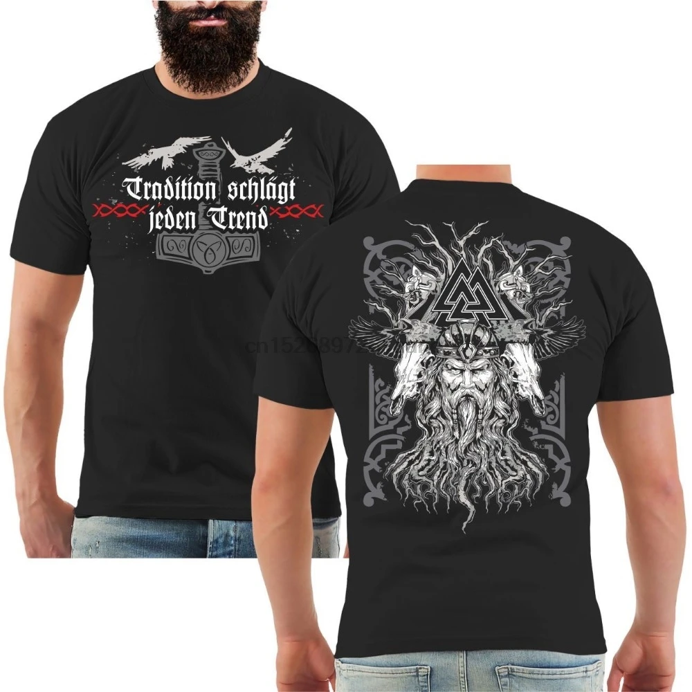 

T-Shirt Tradition The Tree Of Life Teutons Germanic German Runes Vikings 2020 Summer Style High Quality Topst For Man Tee Shirt