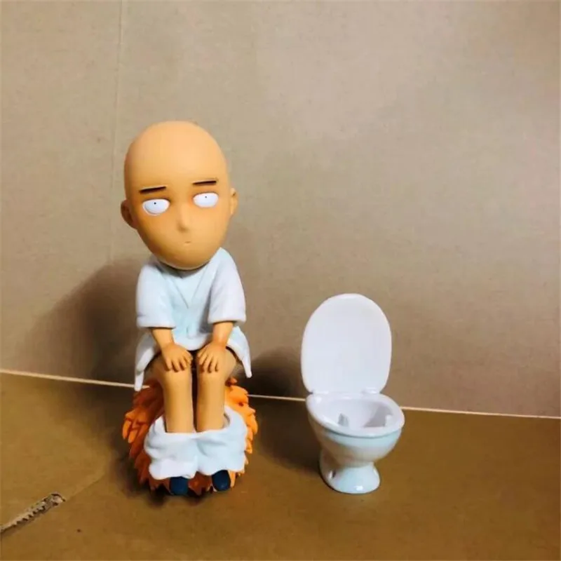 One Punch Man Anime Figure Toilet Saitama PVC Figurine Bald Teacher Figma Brinquedos Model Statue Juguetes Cute Toys Collection