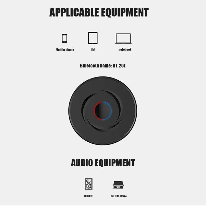 AOZBZ 2 In 1 Car Wireless Audio Receiver Adapter Bluetooth Receiver Transmitter 3.5mm AUX Stereo Audio Round Car Accessories