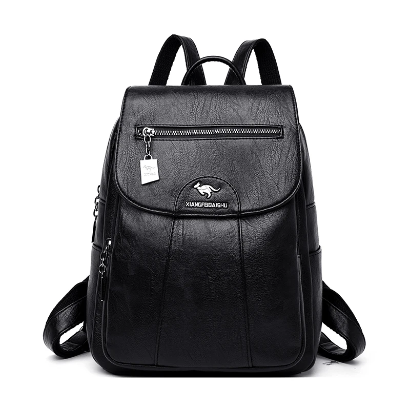 Модный рюкзак, дизайнерский бренд, большой рюкзак, сумка на плечо, женский рюкзак для школы, стильная кожаная сумка для колледжа, Mochilas - Цвет: Black