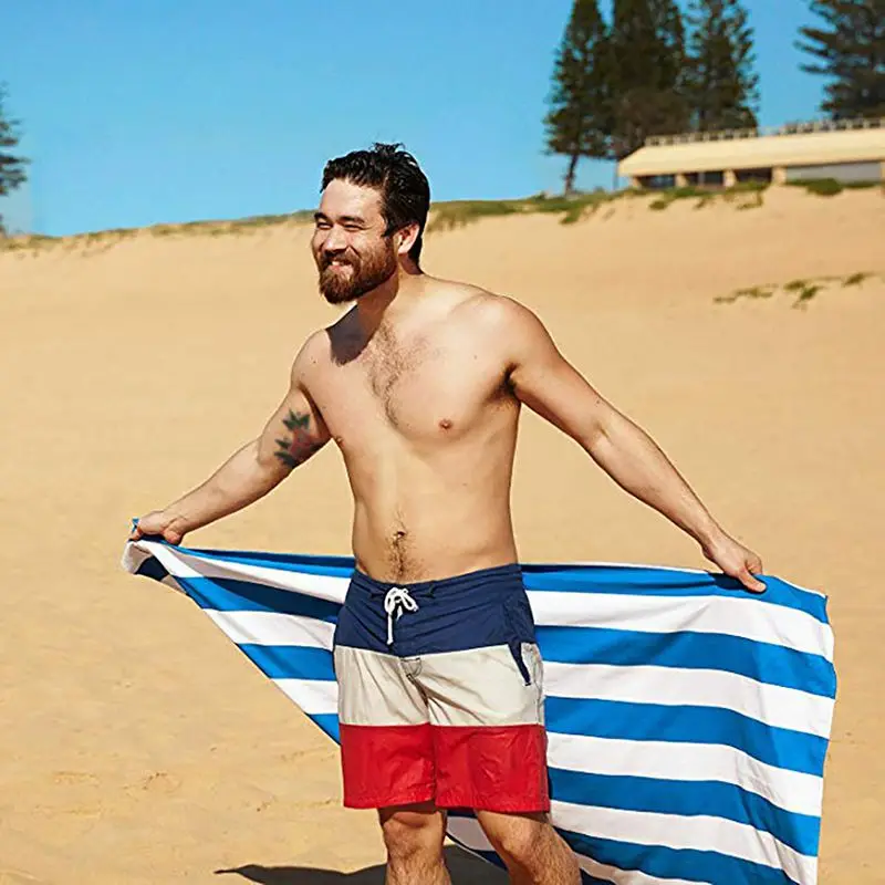 Быстросохнущее пляжное полотенце из микрофибры в полоску, Впитывающее Воду, многофункциональное полотенце для дайвинга на открытом воздухе, полотенце для ванны s, одеяло, мочалка, Новинка