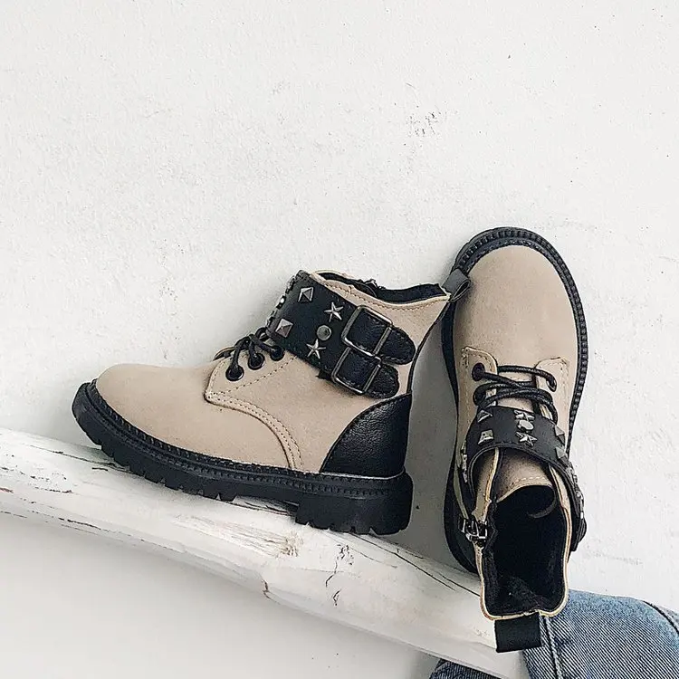Winter Kid's Shoes Men's Shoes Boots Lace-Up Solid Round Toe Casual Neutral Flat Heels Non-slip Snow Boots HB-112