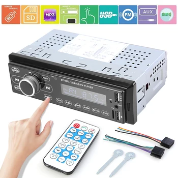 

3207 Single DIN Car Stereo MP3 Player Bluetooth FM Radio In Dash Head Unit Dual USB Fast Charging Ports Auto Radio