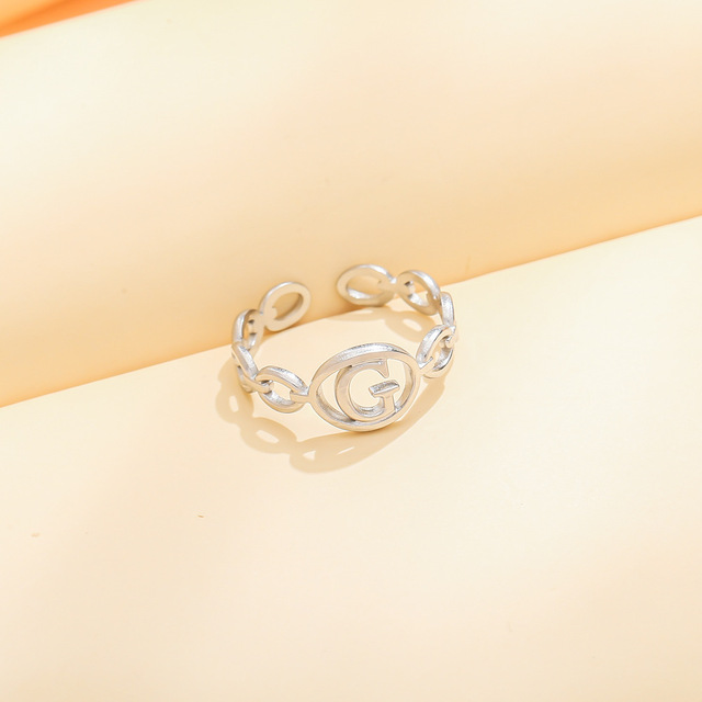 Out A-ZLetter 2Colors Metal Adjustable Opening Ring Initials Name Alphabet Female Party Fashion Jewelry Christmas Present